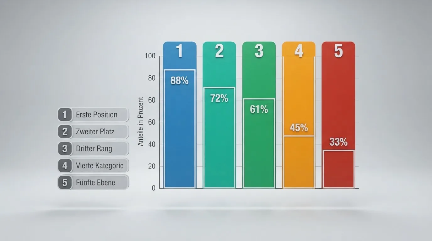 Illustrative Nahaufnahme einer nummerierten Liste mit einem Balkendiagramm daneben.