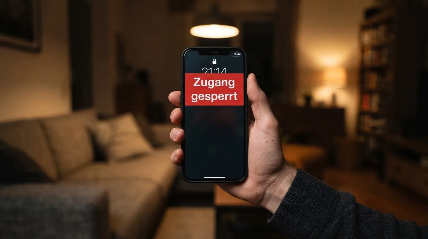 Nahaufnahme eines Smartphone-Displays mit einer Sperrlisten-Benachrichtigung.